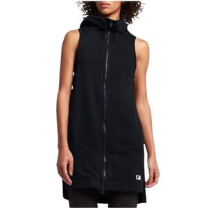 Women’s Nike Sportswear Modern Black Sweatshirt Vest Tunic Hoodie Dress Size XL